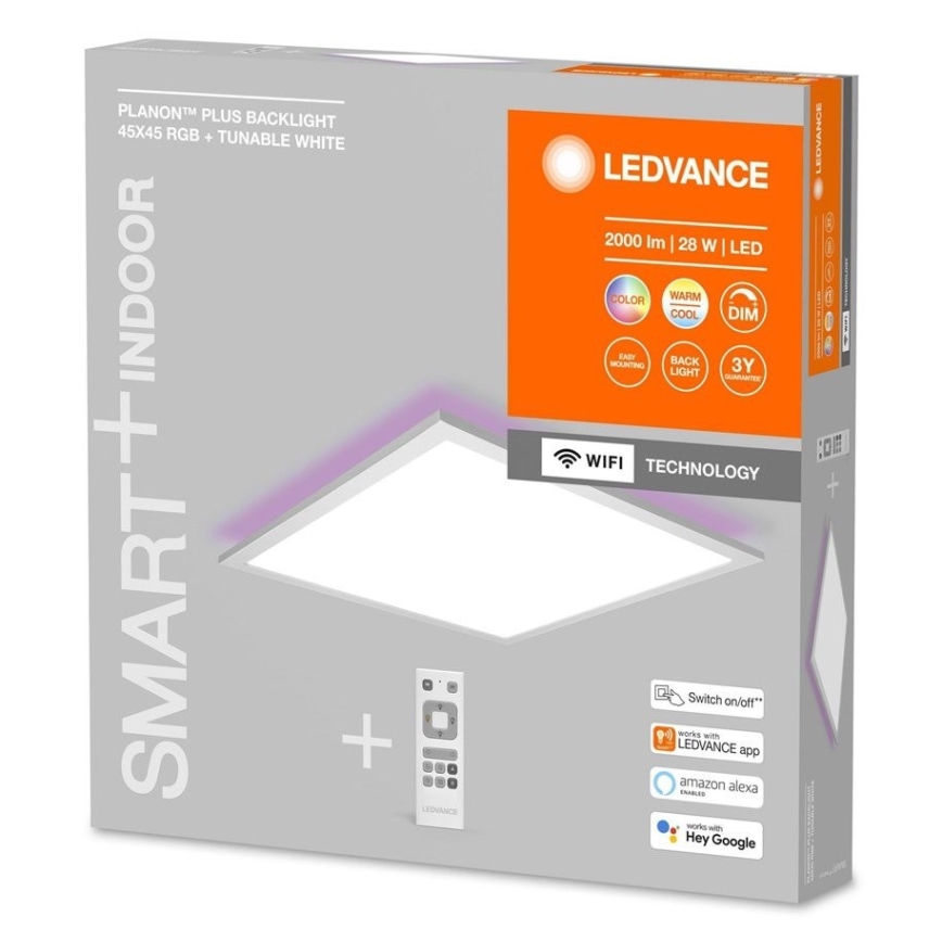 Ledvance - Светодиодная RGBW-панель с регулированием яркости SMART+ PLANON LED/28W/230V Wi-Fi + дистанционное управление