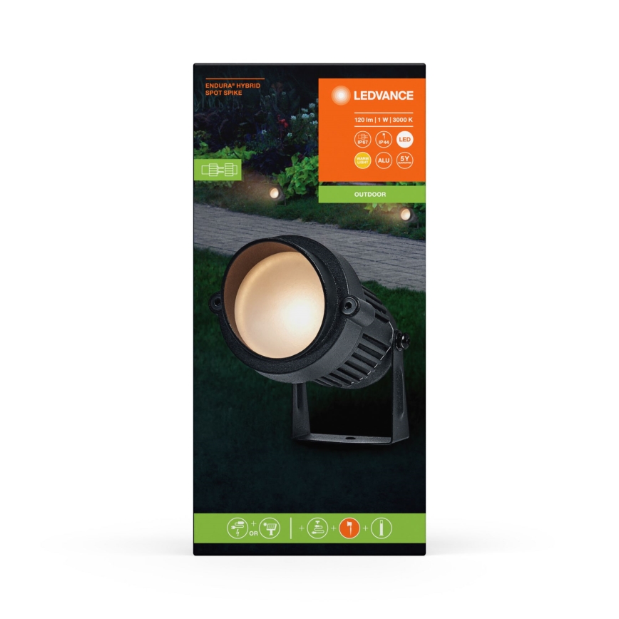 Ledvance - Светодиодная уличная лампа ENDURA HYBRID SPOT SPIKE LED/1W/12V IP44