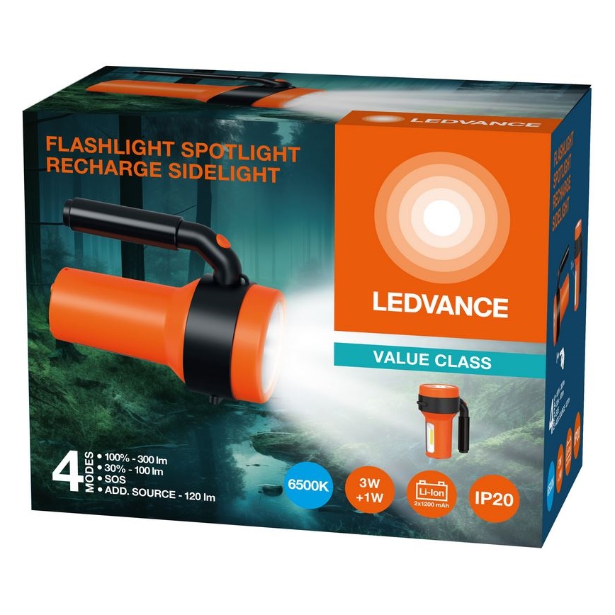 Ledvance - Светодиодный аккумуляторный фонарь с повербанком FLASHLIGHT LED/3W/5V 2400 mAh