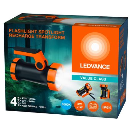 Ledvance - Светодиодный аккумуляторный фонарь с повербанком FLASHLIGHT LED/3W/5V IP64 2400 mAh