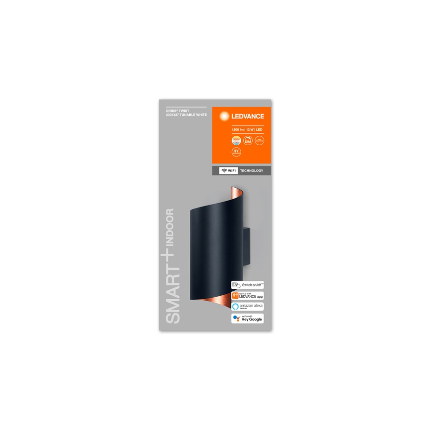 Ledvance - Светодиодный диммируемый настенный светильник SMART+ TWIST LED/12W/230V 3000-6500K Wi-Fi черный
