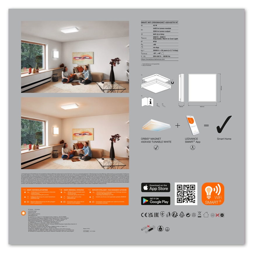 Ledvance - Светодиодный диммируемый потолочный светильник MART+ MAGNET LED/42W/230V 3000-6500K Wi-Fi