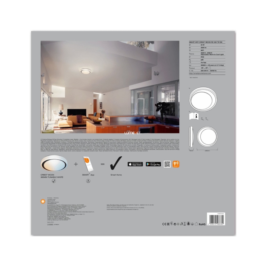 Ledvance - Светодиодный диммируемый потолочный светильник RGB SMART+ KITE LED/18W/230V Wi-Fi