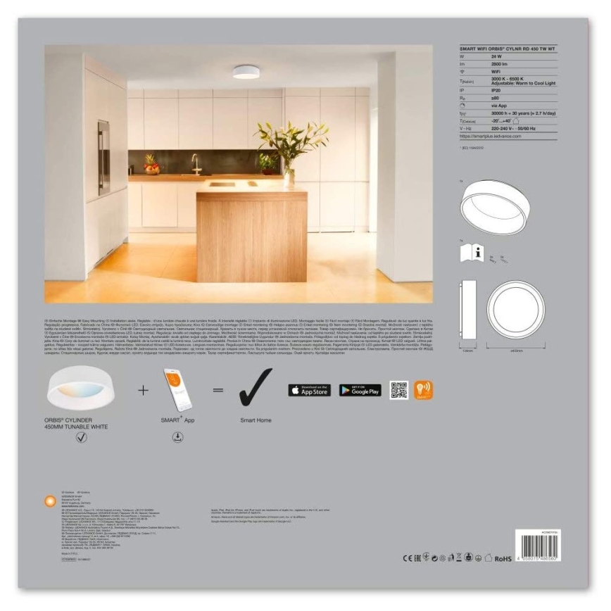 Ledvance - Светодиодный диммируемый потолочный светильник SMART+ CYLINDER LED/24W/230V Wi-Fi