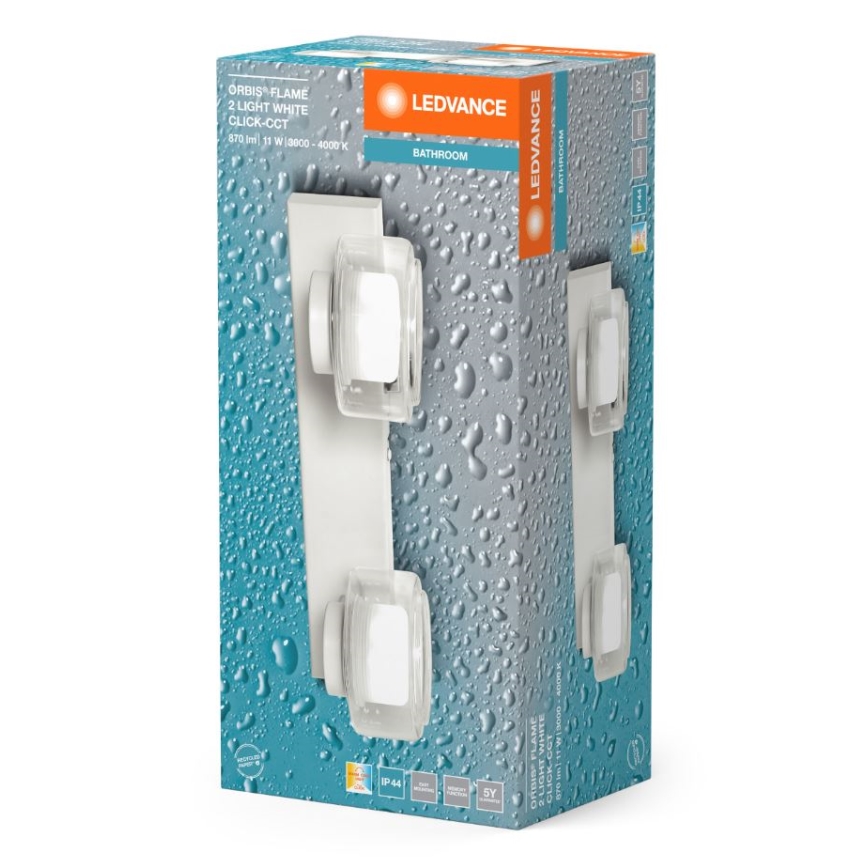 Ledvance - Светодиодный настенный светильник для ванной комнаты ORBIS FLAME 2xLED/5,5W/230V 3000/4000K IP44 белый