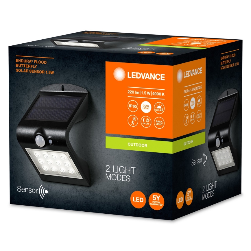 Ledvance - Светодиодный настенный светильник на солнечной батарее с датчиком BUTTERFLY LED/1,5W/3,7V IP65