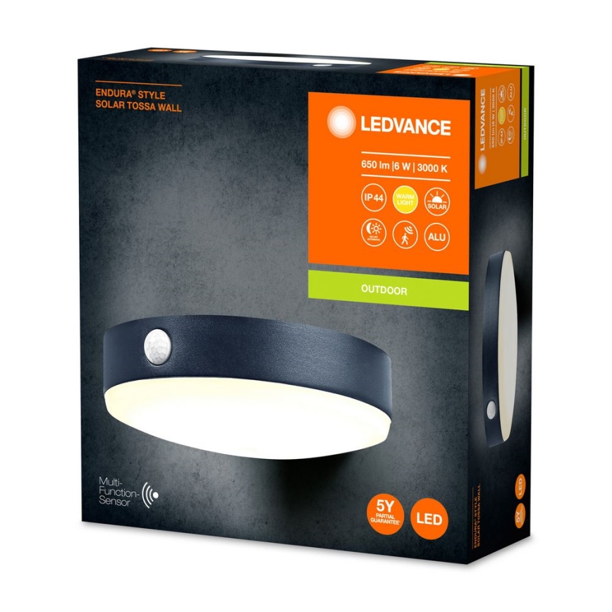 Ledvance - Светодиодный настенный светильник на солнечной батарее с датчиком ENDURA STYLE LED/6W/3,7V IP44