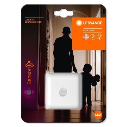 Ledvance - Светодиодный навигационный RGB-светильник в розетку с датчиком LUNETTA LED/0,3W/230V
