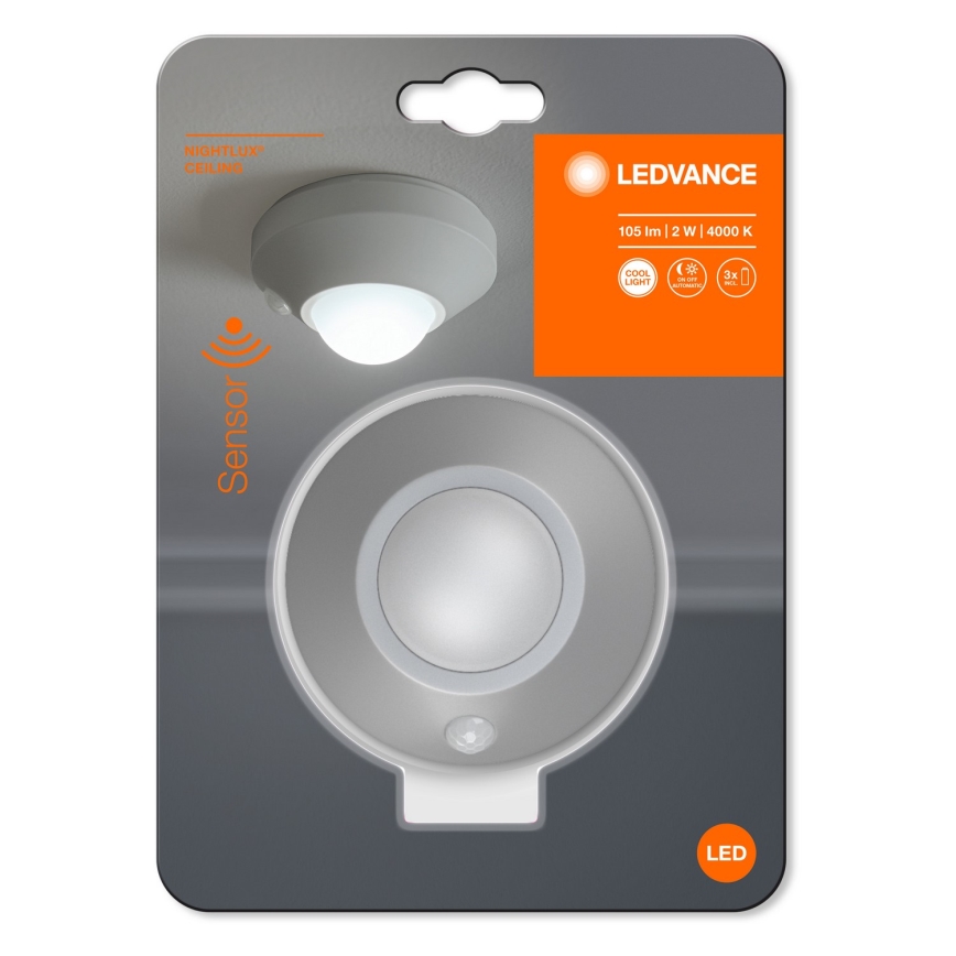 Ledvance - Светодиодный навигационный светильник с датчиком NIGHTLUX LED/1,7W/3xAAA 4000K
