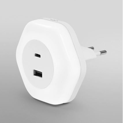 Ledvance - Светодиодный навигационный светильник в розетку c USB LUNETTA LED/15W/230V