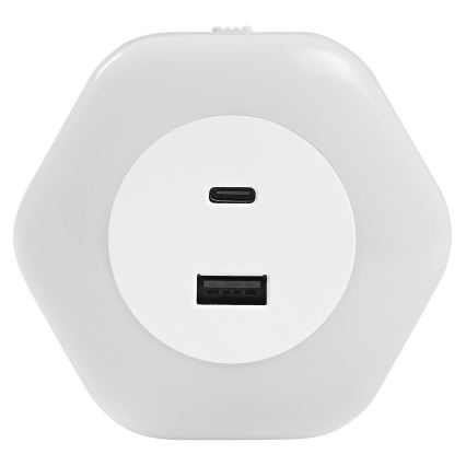Ledvance - Светодиодный навигационный светильник в розетку c USB LUNETTA LED/15W/230V