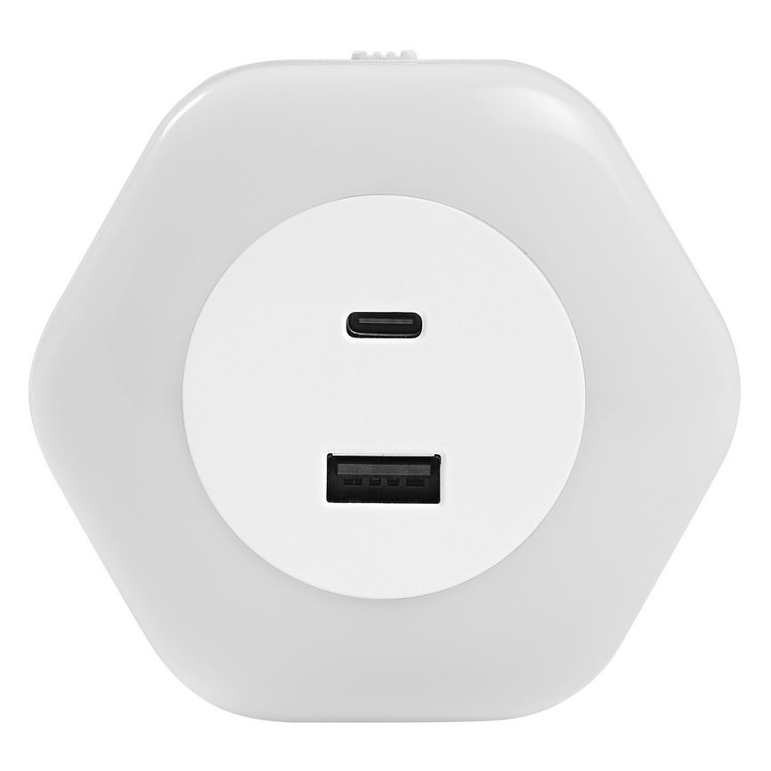 Ledvance - Светодиодный навигационный светильник в розетку c USB LUNETTA LED/15W/230V