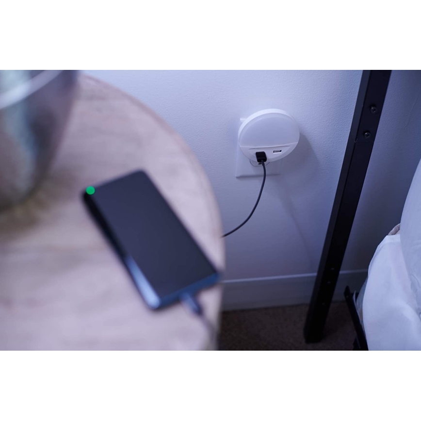 Ledvance - Светодиодный ночник в розетку с датчиком LUNETTA 2xUSB LED/13W/230V