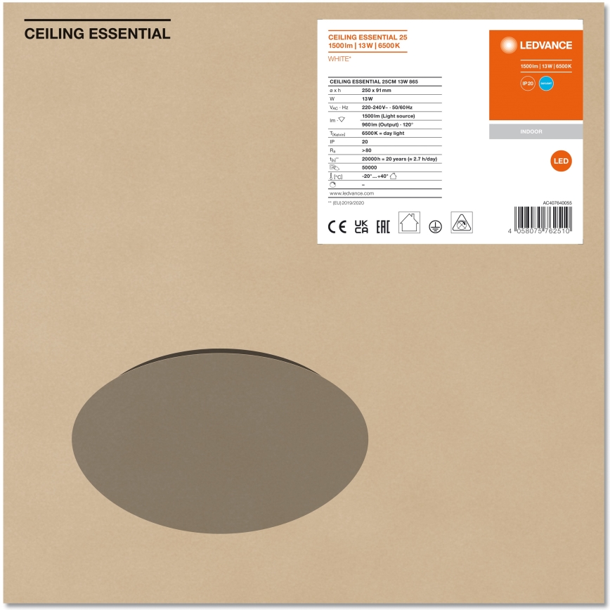 Ledvance - Светодиодный потолочный светильник ESSENTIAL LED/13W/230V 6500K