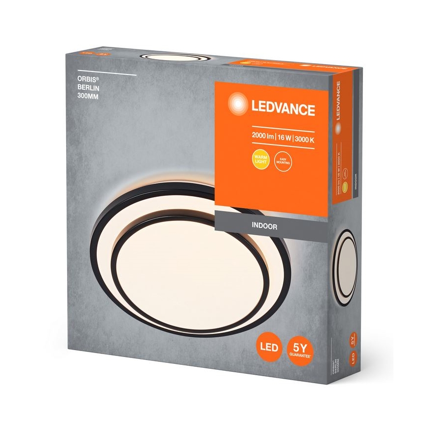 Ledvance - Светодиодный потолочный светильник ORBIS BERLIN LED/16W/230V черный