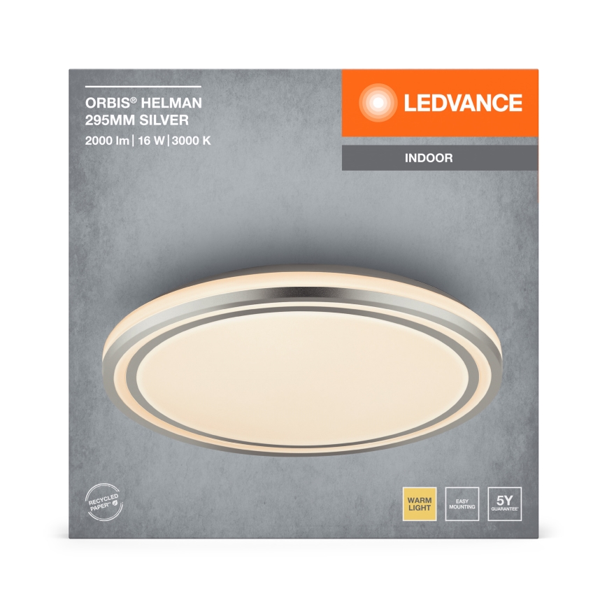 Ledvance - Светодиодный потолочный светильник ORBIS HELMAN LED/16W/230V диаметр 29,5 см серебристый