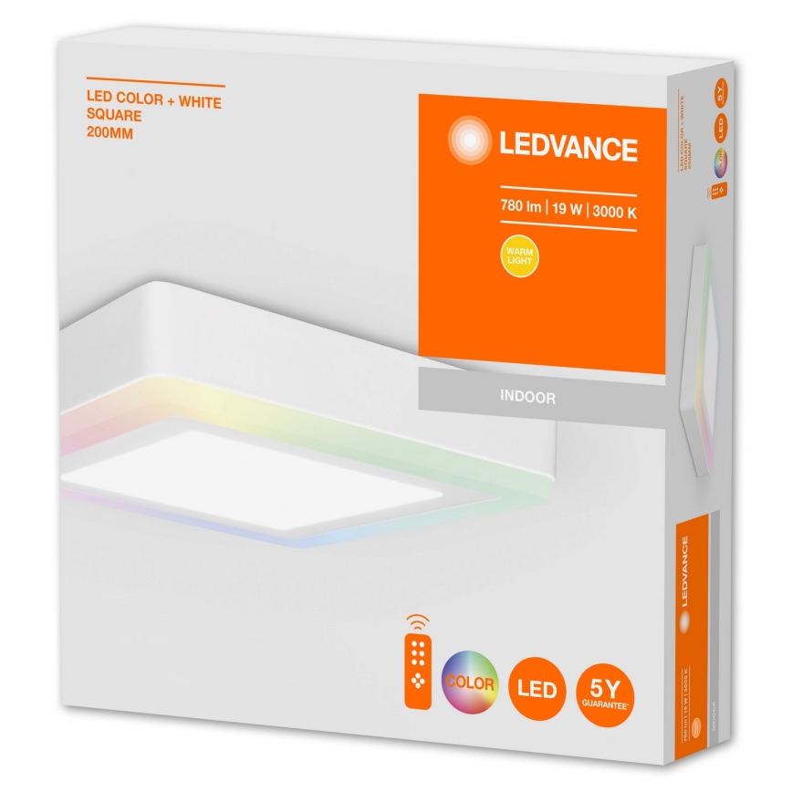 Ledvance - Светодиодный потолочный RGB-светильник с регулированием яркости LED/19W/230V + пульт ДУ