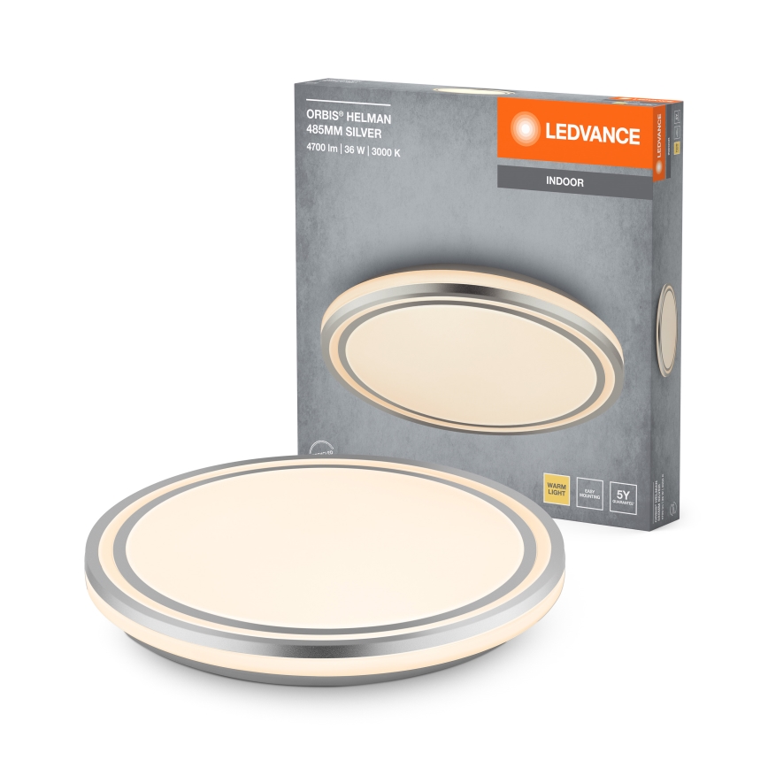 Ledvance - Светодиодный потолочный светильник ORBIS HELMAN LED/36W/230V диаметр 48,5 см серебристый