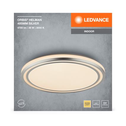Ledvance - Светодиодный потолочный светильник ORBIS HELMAN LED/36W/230V диаметр 48,5 см серебристый