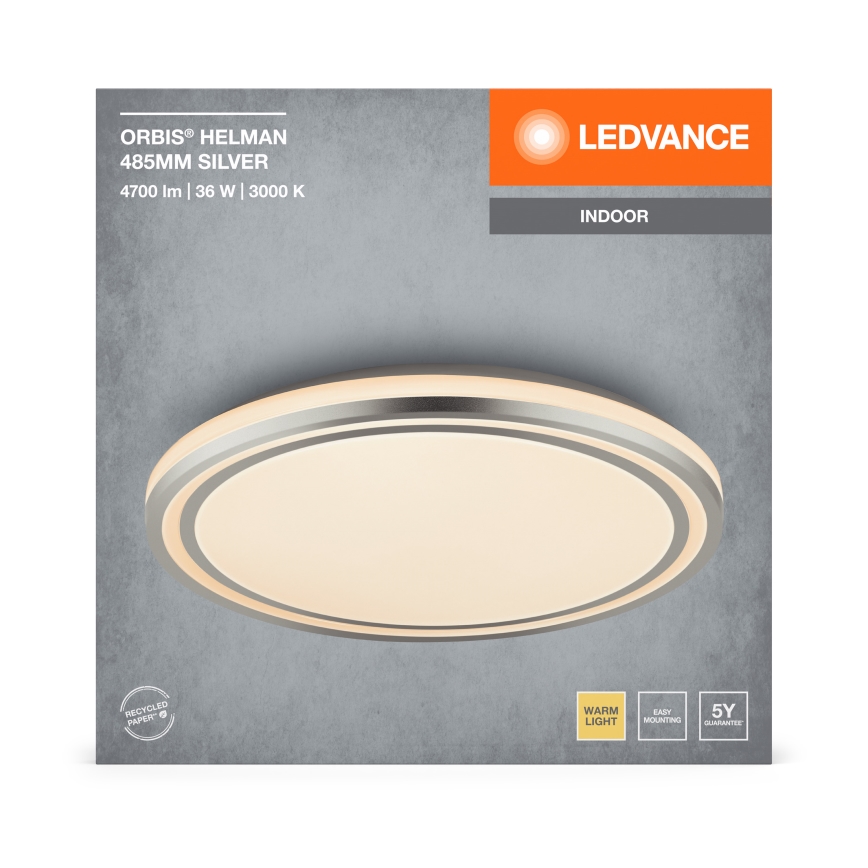 Ledvance - Светодиодный потолочный светильник ORBIS HELMAN LED/36W/230V диаметр 48,5 см серебристый