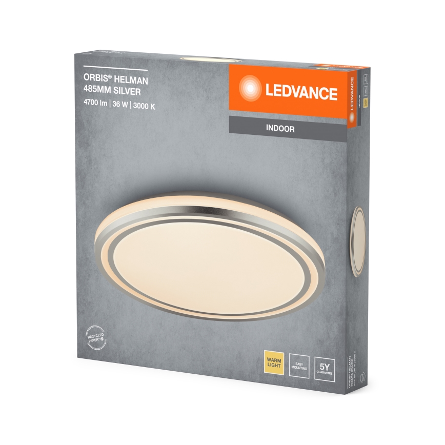 Ledvance - Светодиодный потолочный светильник ORBIS HELMAN LED/36W/230V диаметр 48,5 см серебристый