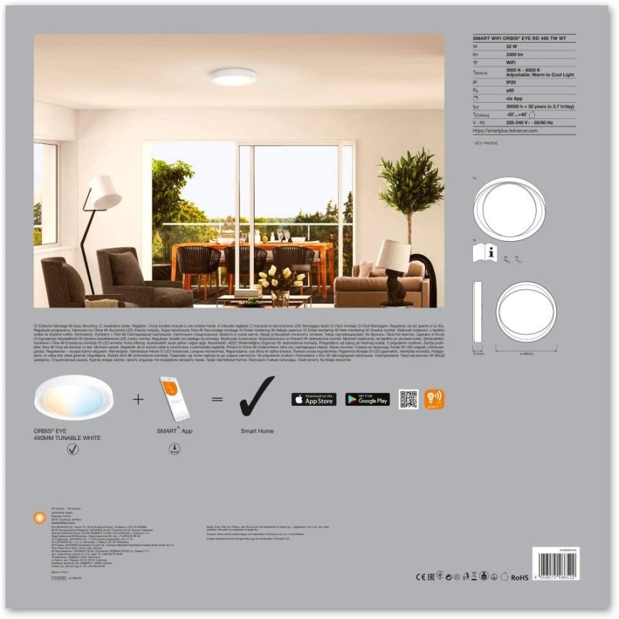 Ledvance - Светодиодный светильник с регулированием яркости SMART+ EYE LED/32W/230V 3000K-6500K Wi-Fi