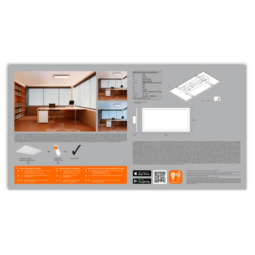 Ledvance - Светодиодный потолочный светильник с регулированием яркости SMART+ PLANON LED/22W/230V Wi-Fi