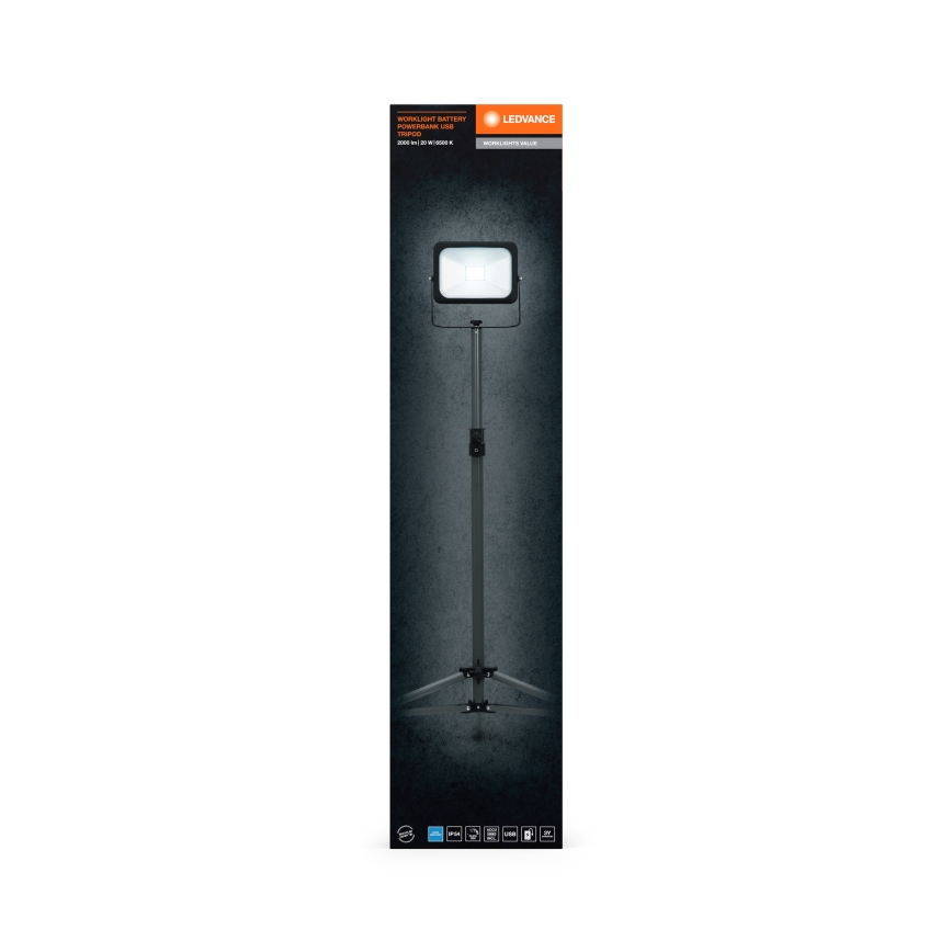 Ledvance - Светодиодный прожектор с регулированием яркости и держателем WORKLIGHT TRIPOD LED/20W/3,7V IP54