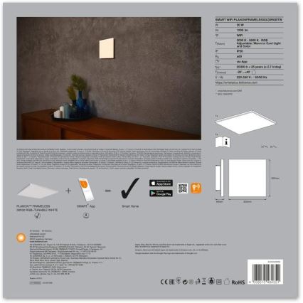 Ledvance - Светодиодный потолочный RGB+TW светильник с регулированием яркости SMART+ FRAMELESS LED/20W/230V 3000K-6500K Wi-Fi