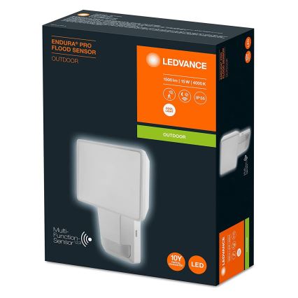 Ledvance - Светодиодный уличный настенный прожектор с датчиком FLOOD LED/15W/230V IP55