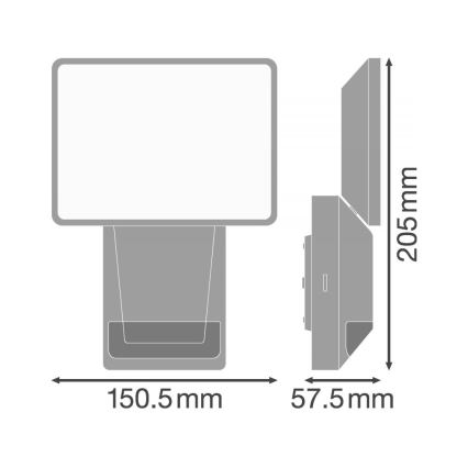 Ledvance - Светодиодный уличный настенный прожектор с датчиком FLOOD LED/15W/230V IP55