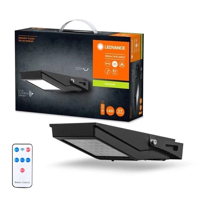 Ledvance - Светодиодный уличный прожектор на солнечной батарее с датчиком движения и освещенности FLOOD LED/10W/3,6V 2000 mAh IP65 + дистанционное управление