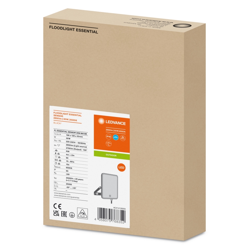 Ledvance - Светодиодный уличный прожектор с датчиком FLOODLIGHT LED/30W/230V 6500K IP65