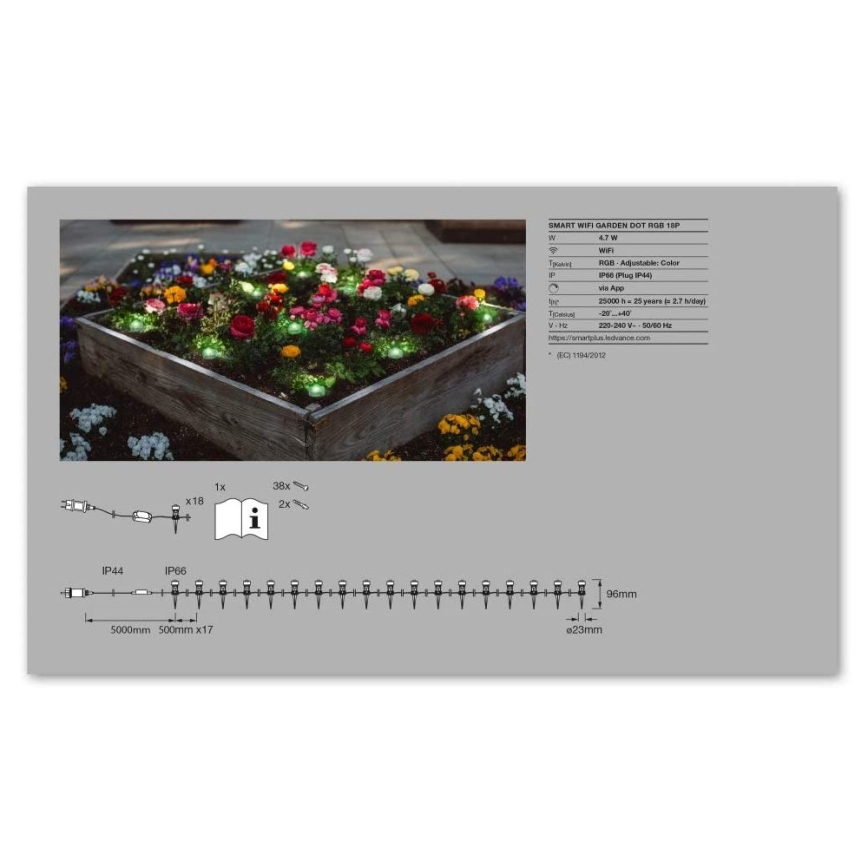 Ledvance - Светодиодный уличный декоративный RGB-светильник SMART+ DOT 18xLED/4W/230V IP65 Wi-Fi
