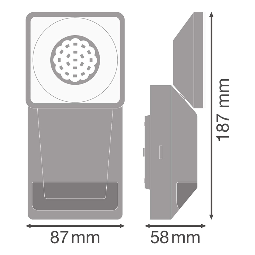 Ledvance - Светодиодный уличный настенный светильник с датчиком  SPOT LED/8W/230V IP55 черный