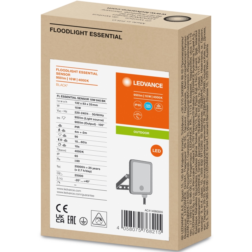 Ledvance - Светодиодный уличный прожектор с датчиком FLOODLIGHT LED/10W/230V 4000K IP65