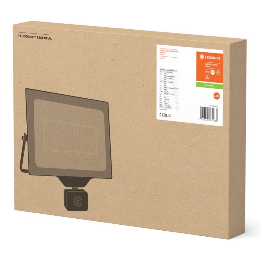 Ledvance - Светодиодный уличный настенный прожектор с датчик FLOODLIGHT ESSENTIAL LED/200W/230V IP65