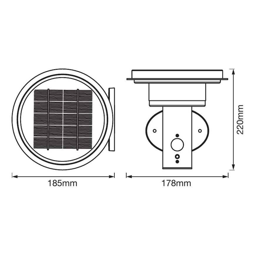 Ledvance - Світильник на сонячних батареях з LED, димований, з датчиком руху та сутінків CIRCLE LED/6W/3,2V 2200 mAh IP44