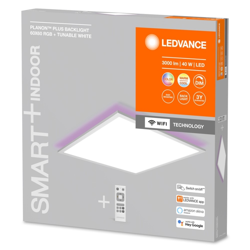 Ledvance - Світлодіодна RGBW панель з регулюванням яскравості SMART+ PLANON LED/40W/230V 3000-6500K Wi-Fi + пульт ДК