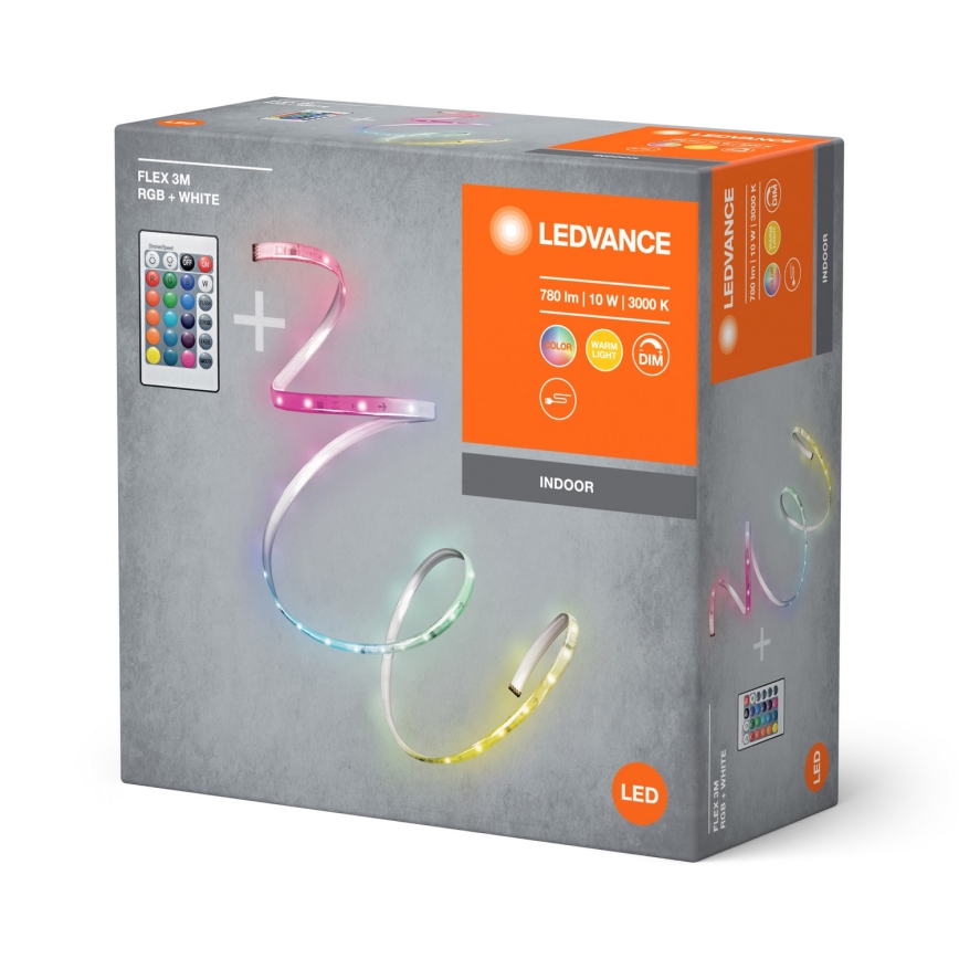Ledvance - Світлодіодна RGBW стрічка з регулюванням яскравості FLEX 3м LED/10W/230V + пульт дистанційного керування