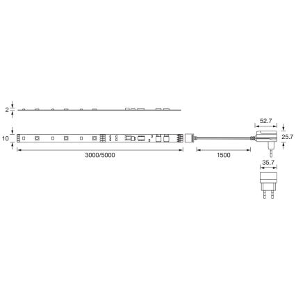 Ledvance - Світлодіодна RGBW стрічка з регулюванням яскравості FLEX 3м LED/10W/230V + пульт дистанційного керування