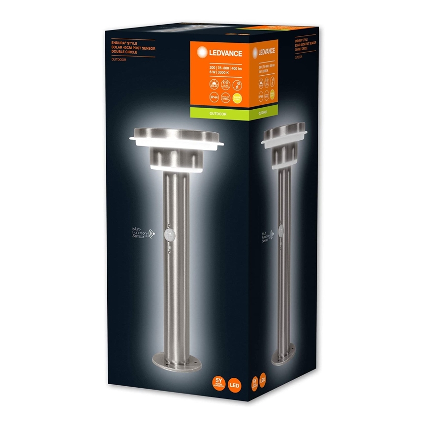 Ledvance - Світлодіодна димована сонячна лампа з датчиком CIRCLE LED/6W/3,2V 2200 mAh IP44