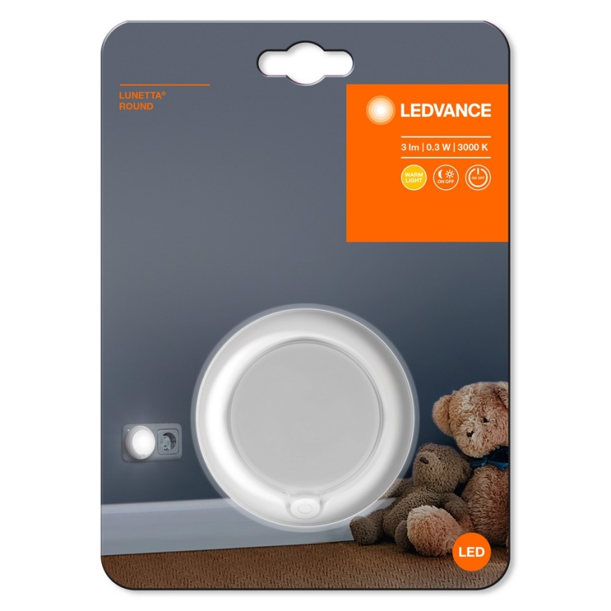 Ledvance - Світлодіодний нічник з датчиком LUNETTA LED/0,3W/230V 3000K