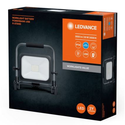 Ledvance - Вуличний акумуляторний LED прожектор з регулюванням яскравості WORKLIGHT BATTERY LED/30W/5V IP54