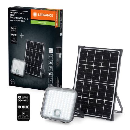 Ledvance - LED Прожектор з регулюванням яскравості на сонячній батареї з датчиком FLOOD SPLIT LED/30W/6,4V 5000 mAh IP65 + пульт дистанційного керування