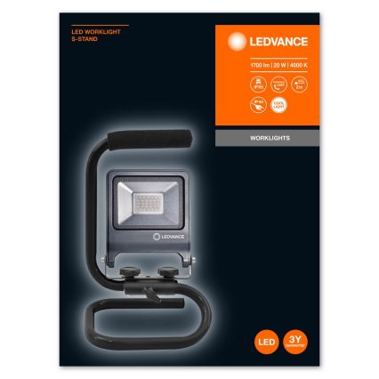 Ledvance - Світлодіодний прожектор з ручкою S-STAND LED/20W/230V IP65