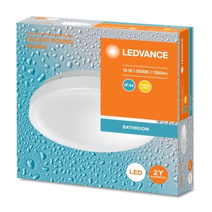 Ledvance - Світлодіодний стельовий світильник для ванної кімнати CEILING ROUND LED/18W/230V 3000K IP44