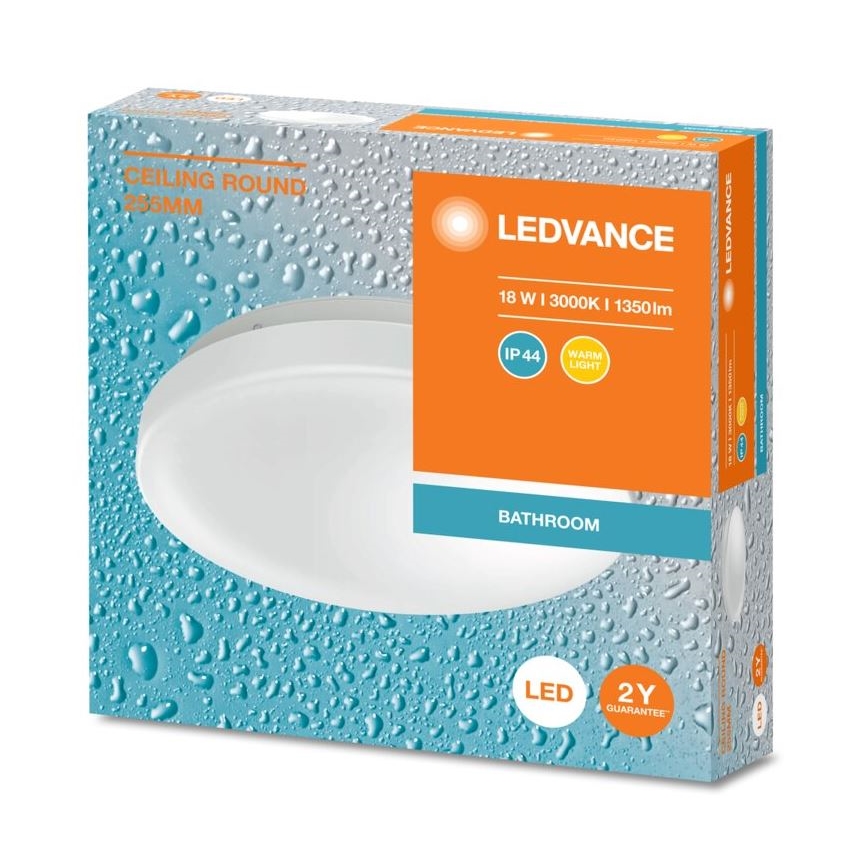 Ledvance - Світлодіодний стельовий світильник для ванної кімнати CEILING ROUND LED/18W/230V 3000K IP44