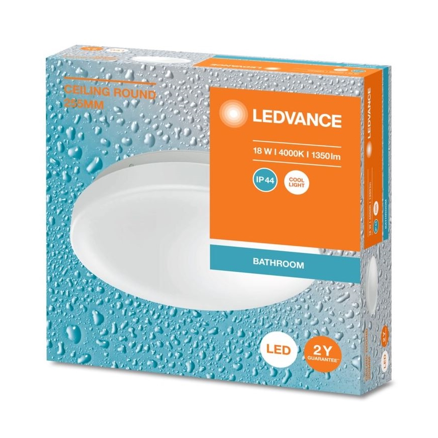 Ledvance - Світлодіодний стельовий світильник для ванної кімнати CEILING ROUND LED/18W/230V 4000K IP44