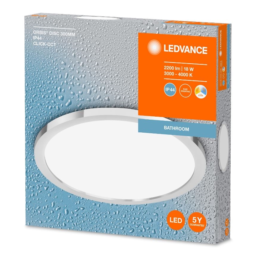 Ledvance - Світлодіодний стельовий світильник для ванної кімнати DISC LED/18W/230V 3000/4000K IP44